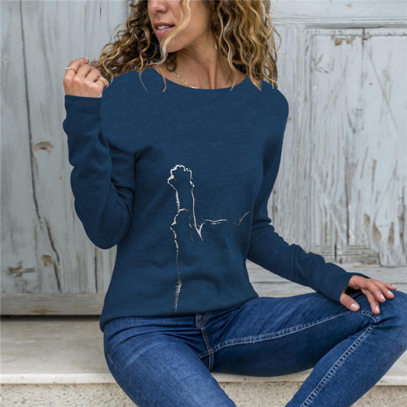 Vintage Print Long Sleeve T-Shirt Women Clothing Autumn Fashion Loose Oversized Tee Shirt Streetwear Casual Tops Ladie 220321