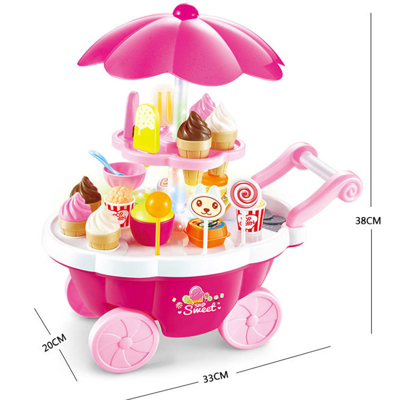 Kids Kitchen Play Toys for Girls Ice Cream Push Up Children Cooking Set Pretend For Boy 220725