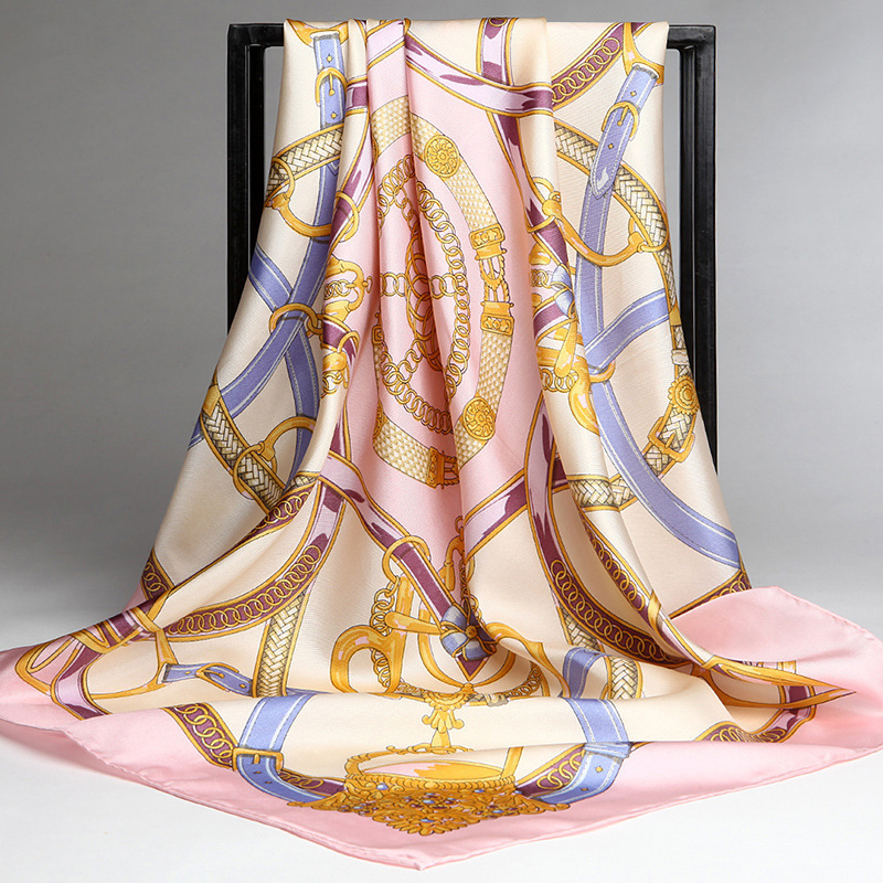 100% Natural Silk Scarf for Women Print Neckerchief Square Silk Echarpe Femme Headscarf Pure Silk Hairscarf Bandana 90x90cm