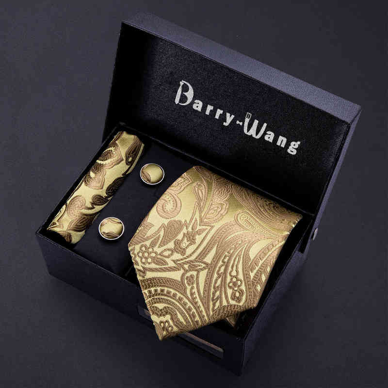 Gold Men Tie Paisley Silk Tie Pocket Square Gift Box Set Barry.Wang Luxury Designer Neck Tie For Men Male Gravat Wedding BB-5150 Y220329
Gold Men Tie Paisley Silk Tie Pocket Square Gift Box Set Barry.Wang Luxury Designer Neck Tie For Men Male Gravat Wedding BB-5150 Y220329
