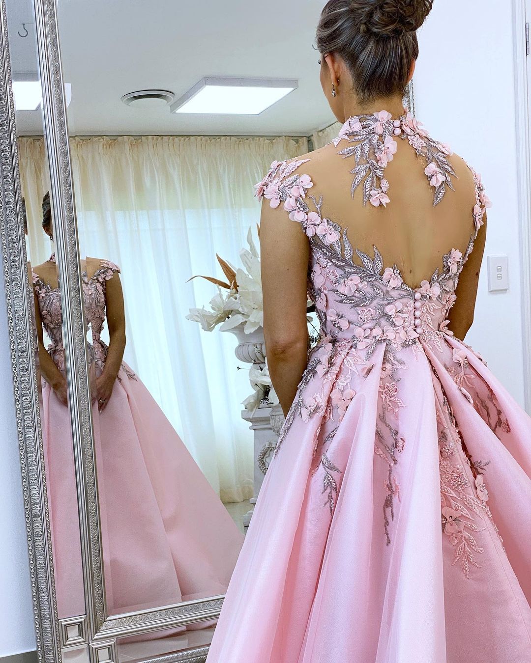 Simple Pink Satin A Line Wedding Dress Short Sleeve Applique Bridal Gowns Custom Made Plus Size Sweep Floor Formal Dresses