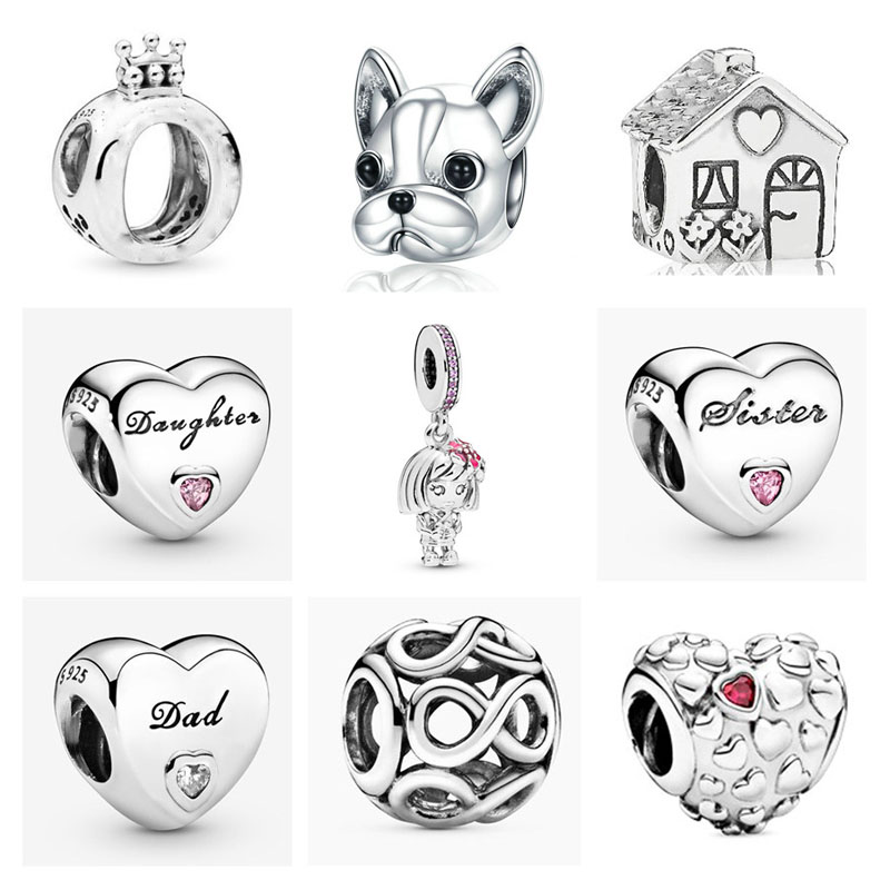 New Popular 925 Sterling Silver Charm Crown Pet Dog House DIY Beads Suitable for Primitive Bracelet Women's Jewelry Fashion Accessories