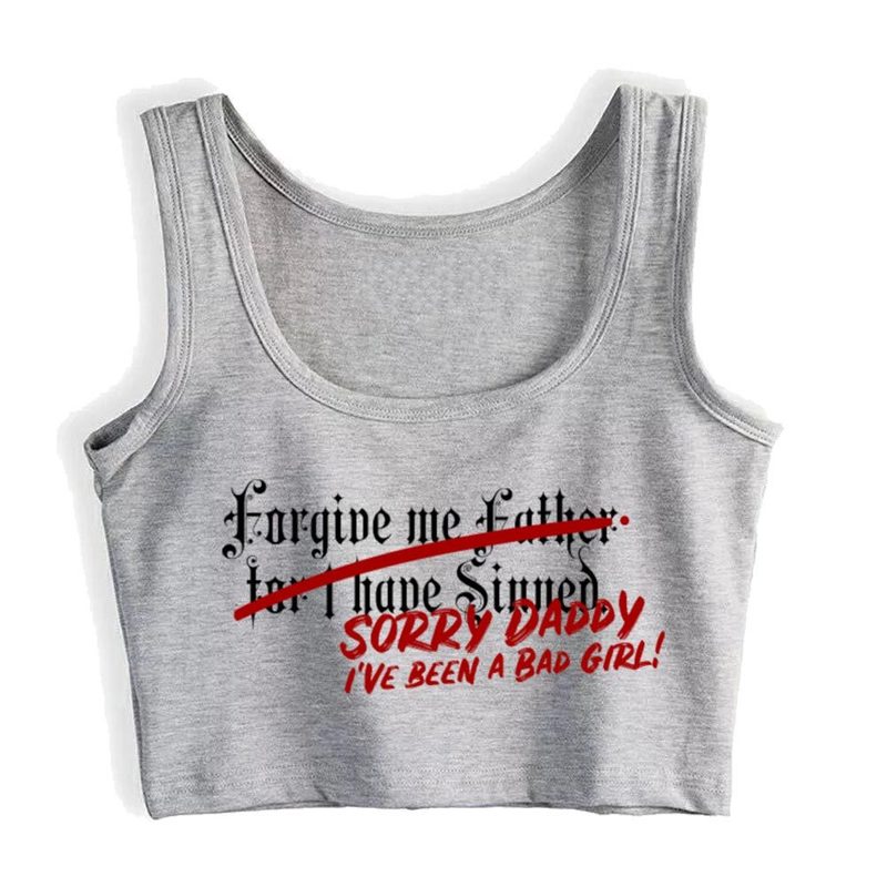 Crop Top Female Sorry Daddy Ive Been Ddlg Bdsm Print Fit White Cotton Topwomen 220325