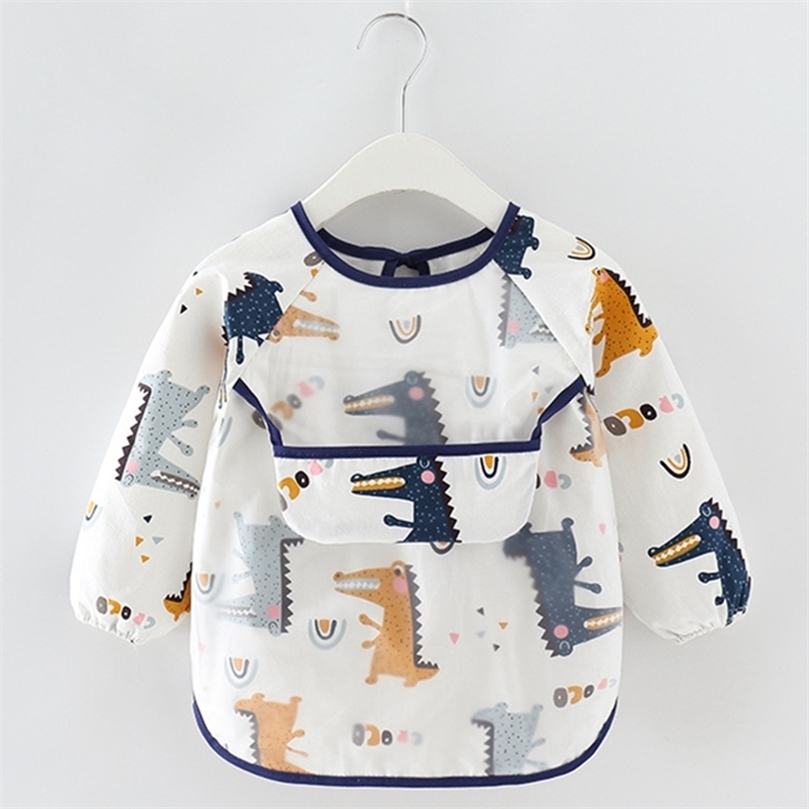 Baby Kids Toddler Long Sleeve Scarf Waterproof Art Smock Feeding Bib Apron Pocket Infant Boys Girls Burp Cloth Bandana Bibs 220815