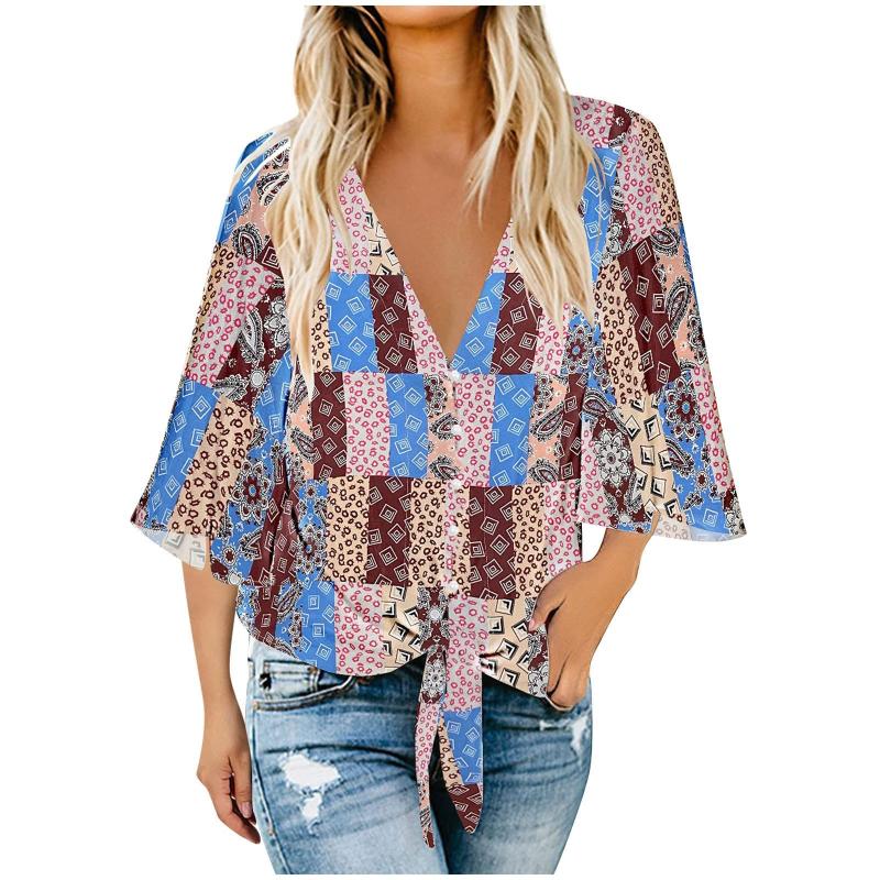 Women' Blouses & Shirts Fashion Summer Clothes For Women Print Half Sleeve V-neck Loose Shirt Comfortable Blouse Top Blusas Mujer De Moda 2
Women' Blouses & Shirts Fashion Summer Clothes For Women Print Half Sleeve V-neck Loose Shirt Comfortable Blouse Top Blusas Mujer De Moda 2