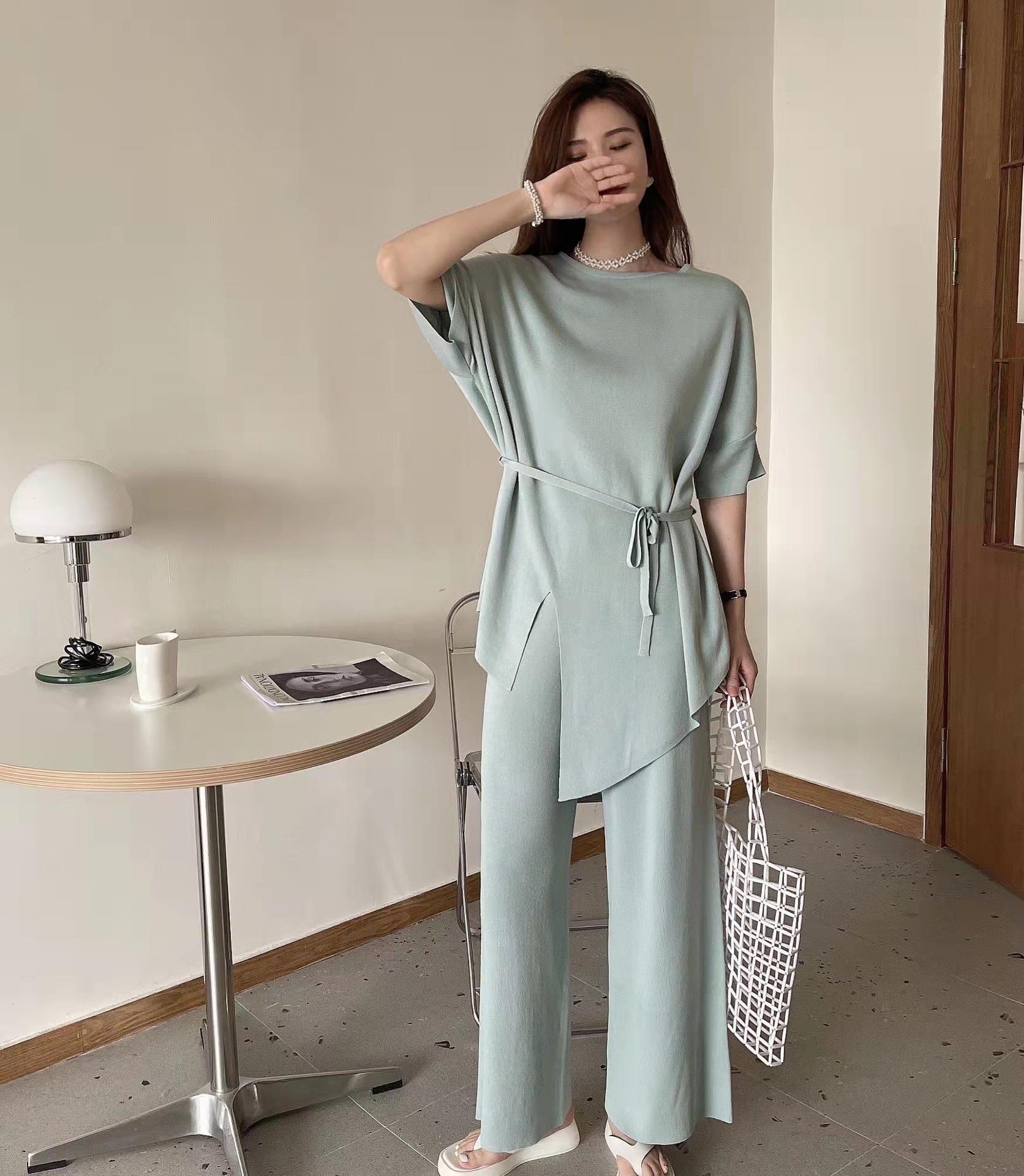 Casual Solid Womens Two Pant Piece Knitted Thin Suits With Belt Home Fashion Bicycle Sets Sports Loose Tracksuit Suit Summer, Black
Casual Solid Womens Two Pant Piece Knitted Thin Suits With Belt Home Fashion Bicycle Sets Sports Loose Tracksuit Suit Summer, Black