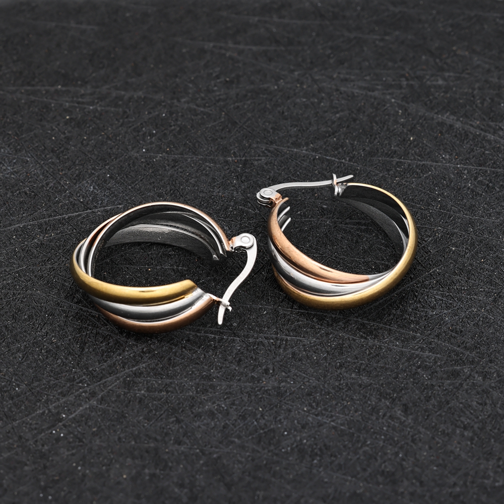 & Hie Triple Laywer Hoop Earrings for Women Ladies Gift Jewelry With Engraved