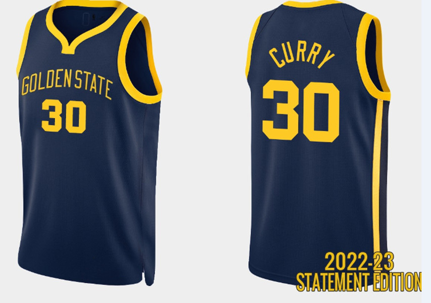 Stephen Curry #30 Jersey 22-23 Statement Edition Baskeball Jerseys Men Stitched Jersey S-XXL Navy Blue