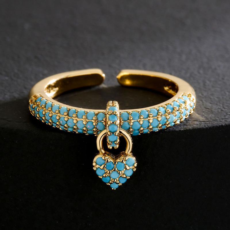 New Fashion Micro Pave Heart Charm Ring for Women Gift