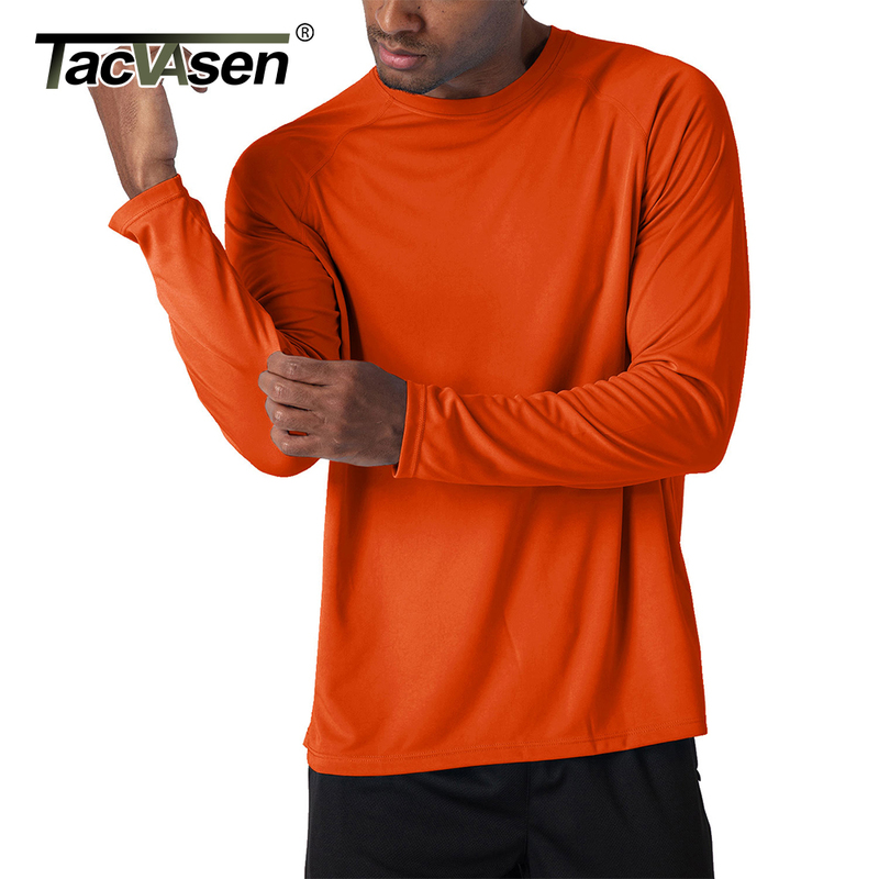 TACVASEN Men s Sun Protection T shirts Summer UPF 50 Long Sleeve Performance Quick Dry Breathable Hiking Fish UV Proof 220728
