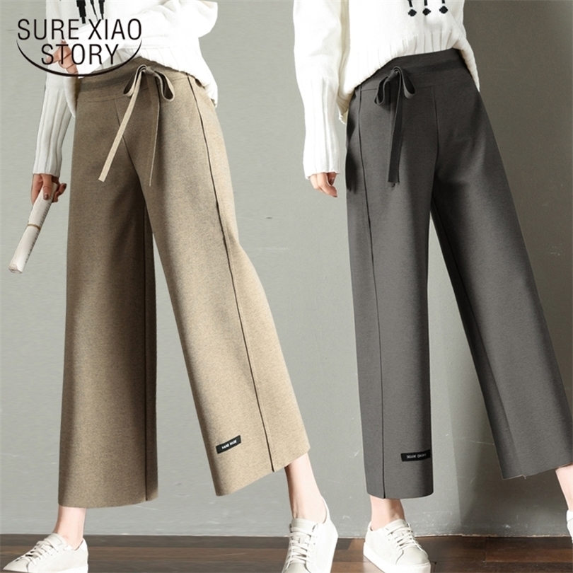 Autumn Pants Women Casual New Fashion Loose Wide Leg Pants Anklelength Trousers Women Streetwear High Waist Female 7681 50 201012