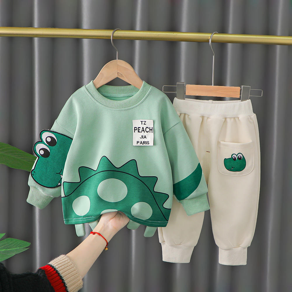 Baby Boys Clothing Sets 2022 Spring Kids Cartoon Stripe Sweatshirt Pants Children Sportswear Toddler Infant Casual Clothes
