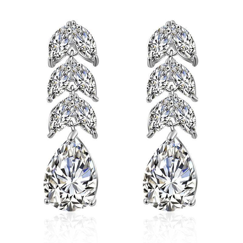 2022 Dangle Earring New Women Fashion Jewelry 925 Sterling Silver Princess Cut Sweet Cute White Topaz CZ Diamond Ins Popular Wedding Gift E009