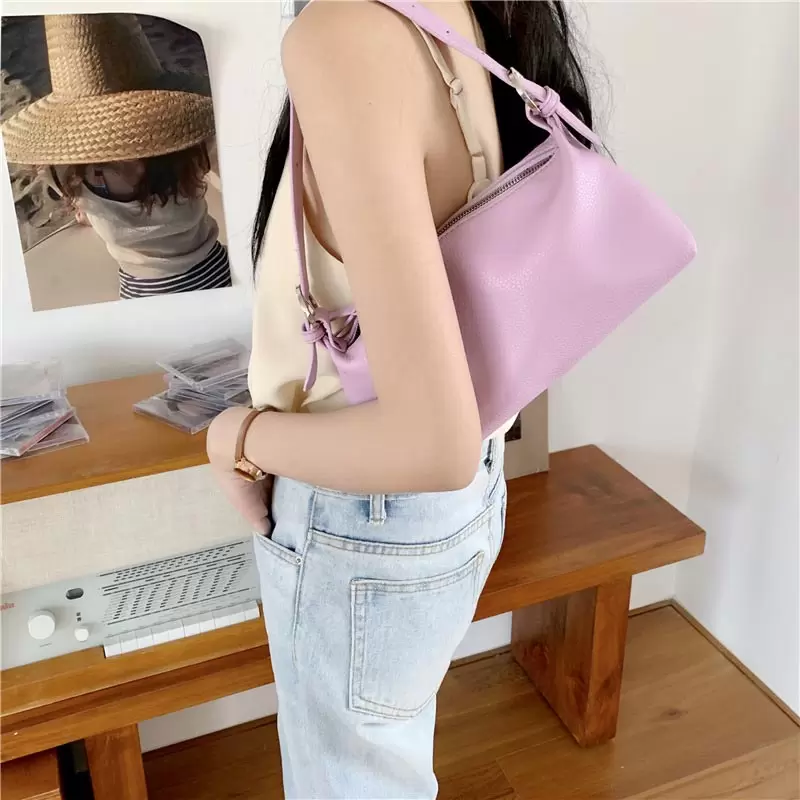 2021 Womens Rectangle Underarm Single Shoulder Bags Solid Casual Handbags Soft Leather Casual Fashion Cellphone Bags And Purse