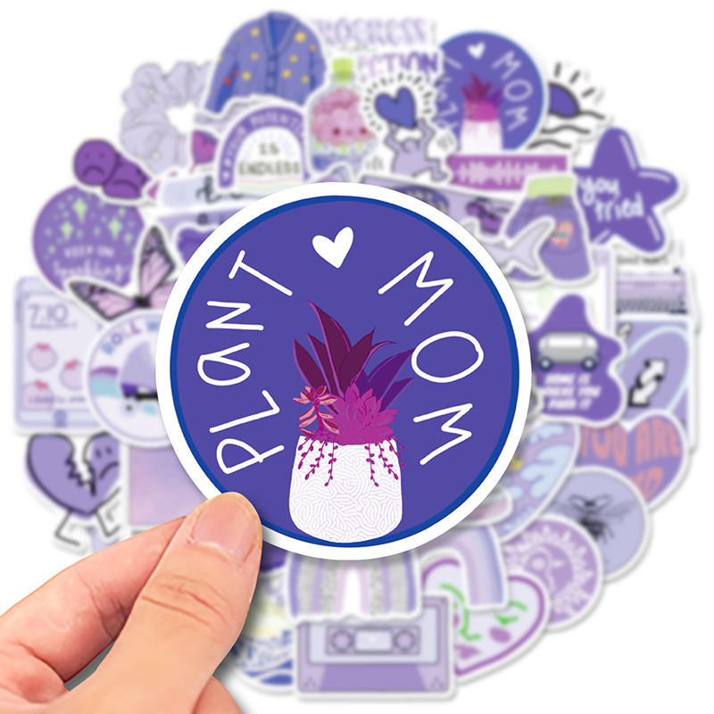 50 Piece Purple world graffiti Sticker Phone Laptop Skateboard Car Stickers Pack for Luggage Guitar Helmet Water cup Sticker
