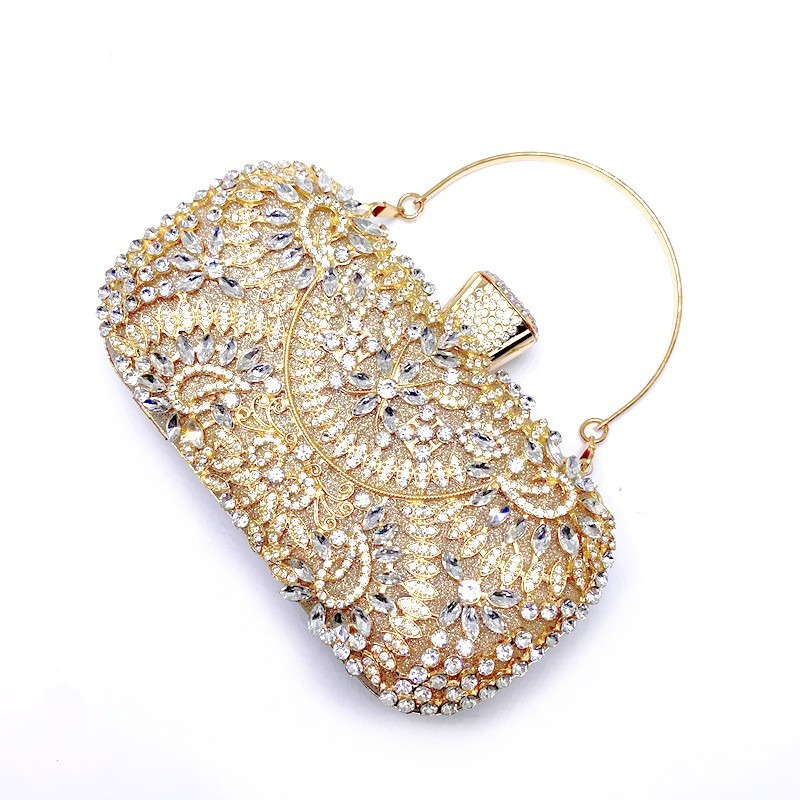 Diamond Evening Clutch Bag For Women Wedding Golden Clutch Purse Chain Shoulder Bag Small Party Handbag With Metal Handle 220817