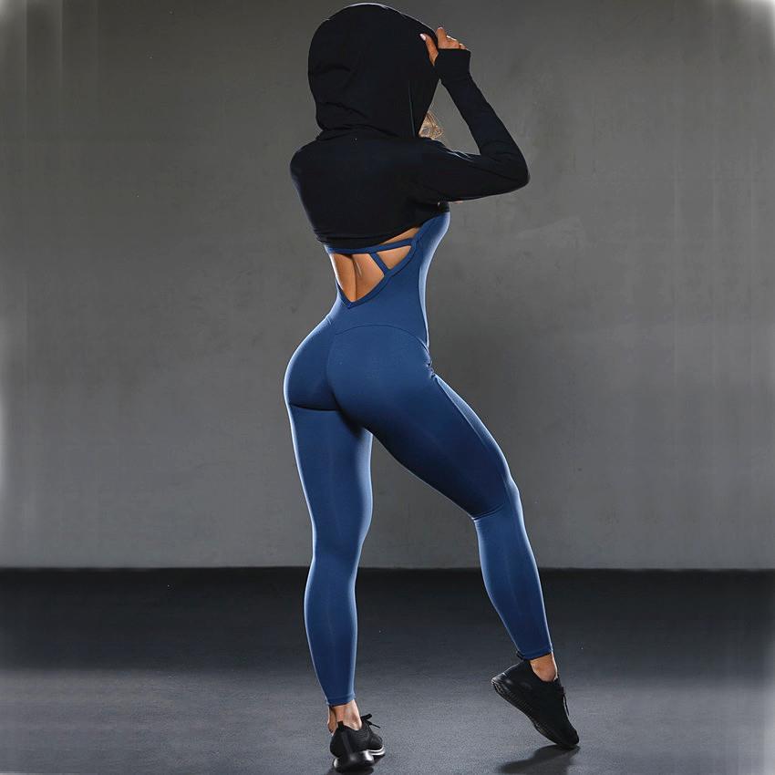Backless Sports Jumpsuit Woman Lycra Outfit Fitness Overalls One Piece Shorts Sport Gym Workout Clothes For Women Sportwear4877683