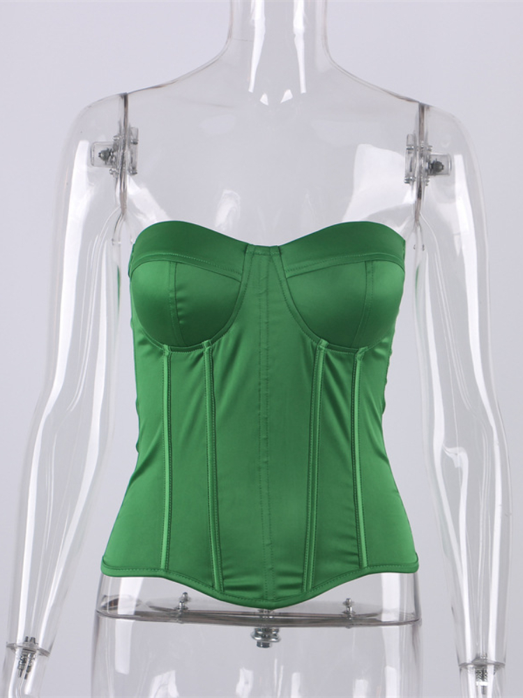 Sexy Satin Off Shoulder Backless Strappy Bustier Corset Top Women Fashion Tube s Elegant Party Club High Street Crop 220325