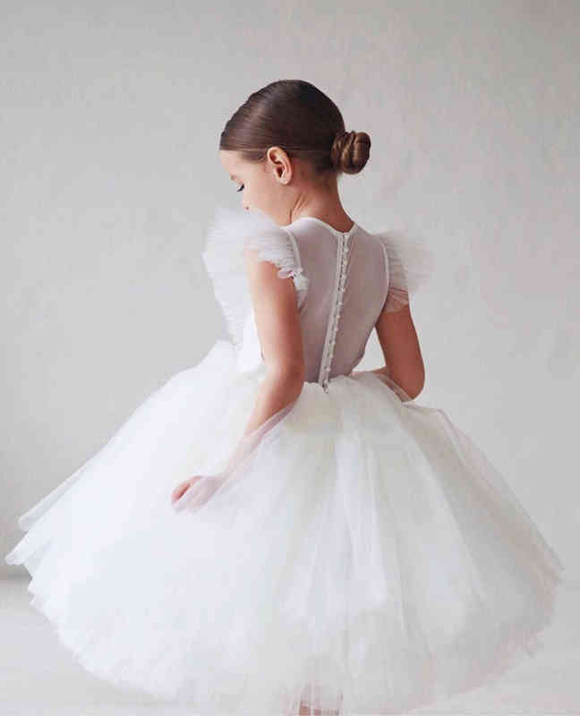 Real Pictures White Christening Dress For Baby Girl Tulle Casual Spanish Baby Dresses Elegant Ball Bridesmaid Dresses For Girls Y220510
