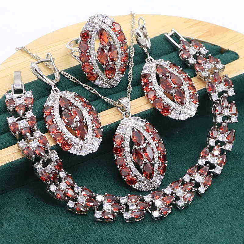 Red Garnet 925 Silver Jewelry set for Women Wedding Bracelet Earrings Necklace pendant Ring Birthday Gift H220422, 3pcs 
Red Garnet 925 Silver Jewelry set for Women Wedding Bracelet Earrings Necklace pendant Ring Birthday Gift H220422, 3pcs