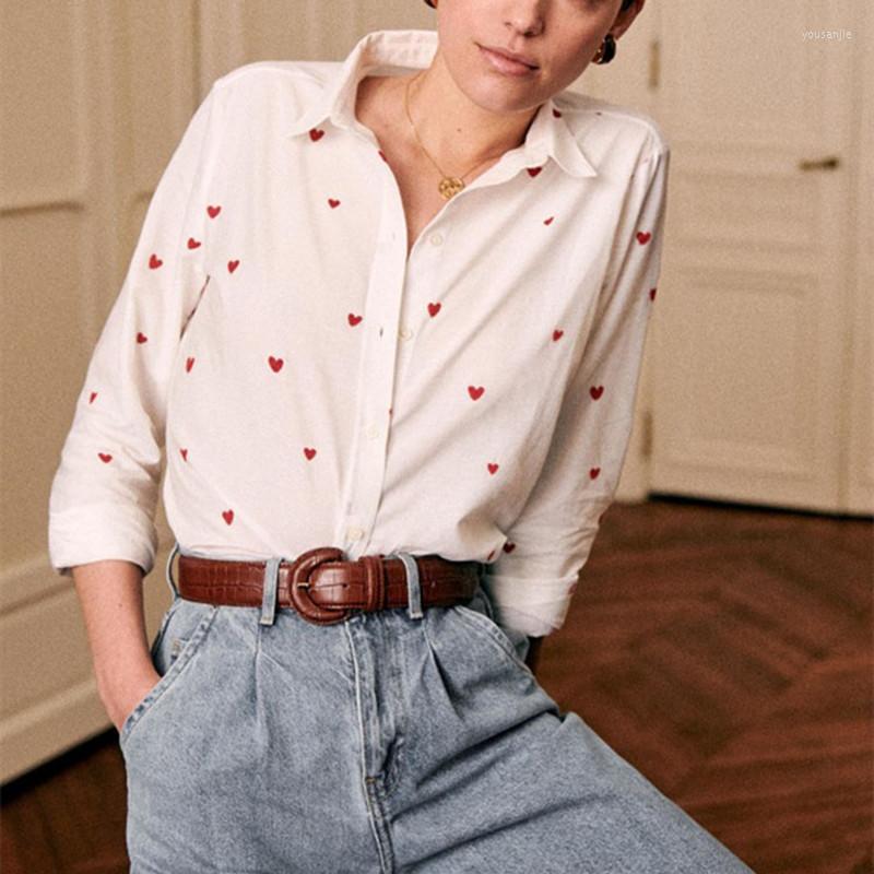 Women' Blouses & Shirts Spring Women Red Heart Embroidery White Shirt Single-Breasted Ladies All-Match Office Blouse Top Female ChemiseWome
Women' Blouses & Shirts Spring Women Red Heart Embroidery White Shirt Single-Breasted Ladies All-Match Office Blouse Top Female ChemiseWome