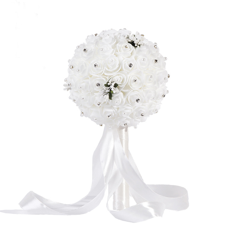 Simulation bride married with flowers Western-style hot selling new white pearl rhinestones