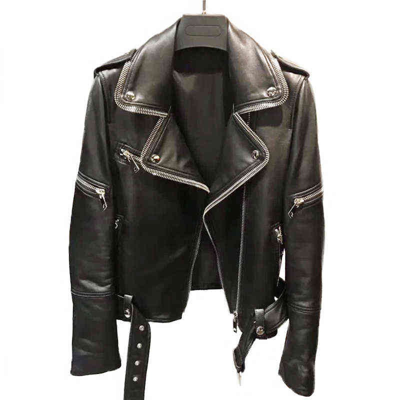 Fashion Genuine Leather Jacket Zippers Women Natural Sheepskin Jacket Belt Lady Short Style Genuine Leather Jacket For Women Spring J220727, Black
Fashion Genuine Leather Jacket Zippers Women Natural Sheepskin Jacket Belt Lady Short Style Genuine Leather Jacket For Women Spring J220727, Black
