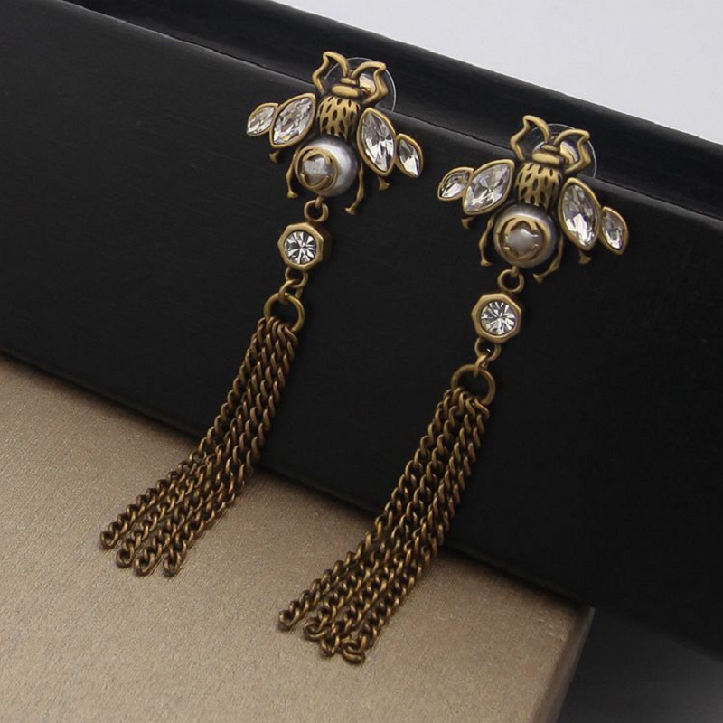 Pearl Bee Tassel Dangle Earrings Fashion Womens Designer Earrings Vintage Bronze Earrings Jewelry
Pearl Bee Tassel Dangle Earrings Fashion Womens Designer Earrings Vintage Bronze Earrings Jewelry