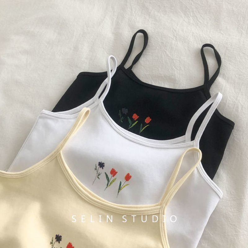 Tank Top Women Flower Printed Camisole Summer Wild Short Vest Fashion Female Sleeveless Sexy Basic Crop Tops 220325