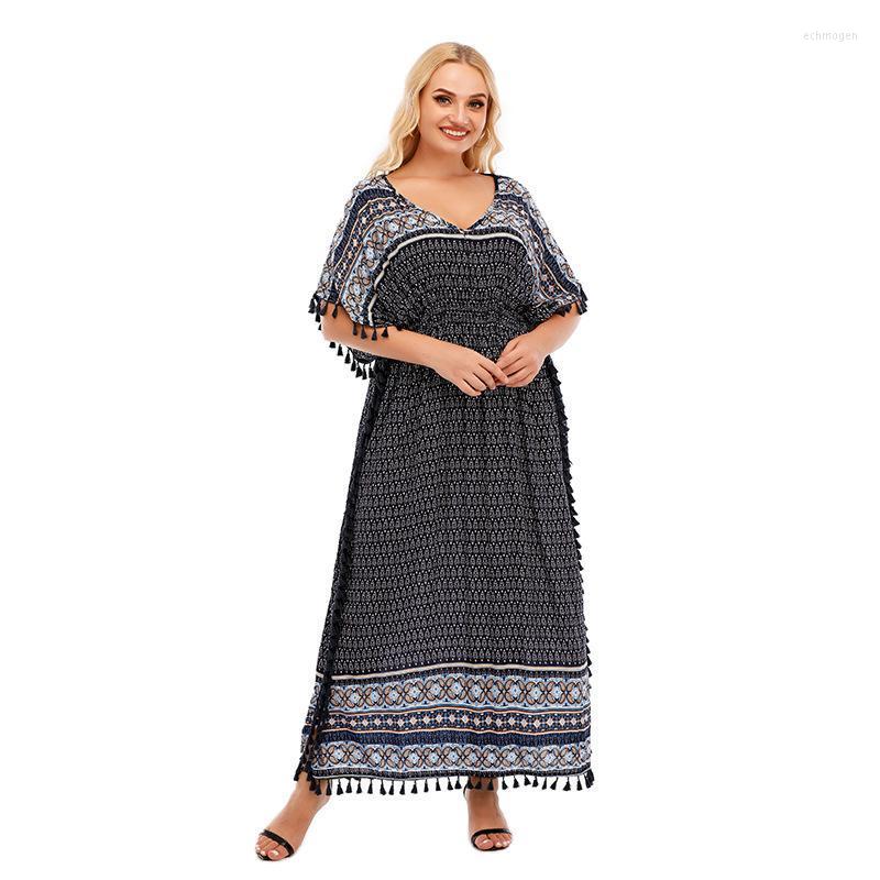Plus Size Dresses 2022 Summer Women V Neck Short Sleeve Retro Printing Tassel Vintage Dress Side Split Loose Oversized Clothing Echm22, Red
Plus Size Dresses 2022 Summer Women V Neck Short Sleeve Retro Printing Tassel Vintage Dress Side Split Loose Oversized Clothing Echm22, Red