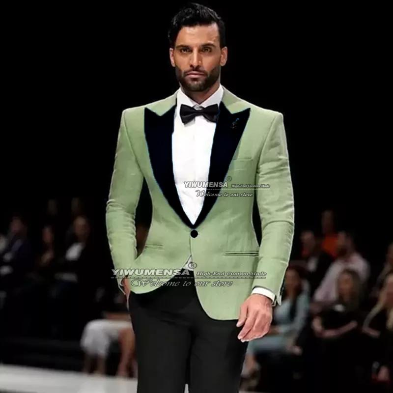 Men's Suits & Blazers Spring/Autumn Green Black Lapel Jacket Grooms Smoking Business Evening Party Blazer Custom Made Coat Pant Design Lates
Men's Suits & Blazers Spring/Autumn Green Black Lapel Jacket Grooms Smoking Business Evening Party Blazer Custom Made Coat Pant Design Lates