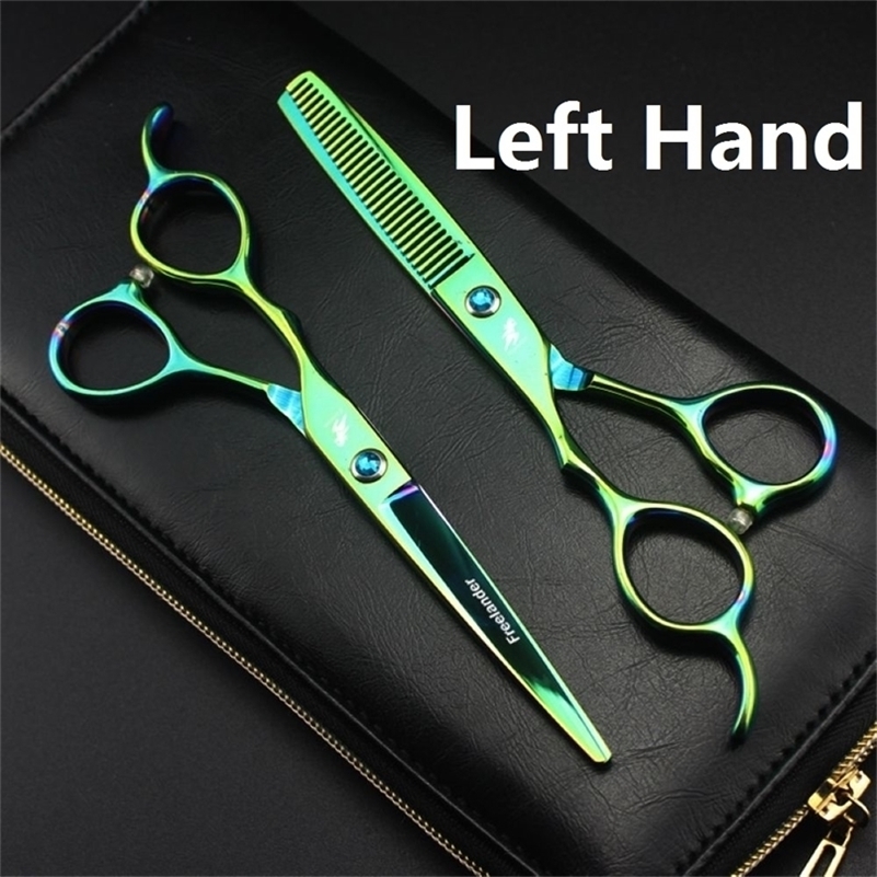 Freelander 6 inch Left Hand Hairdressing Scissors 440c Japan Steel Professional Barbershop Hair Cutting Thinning Set 220317