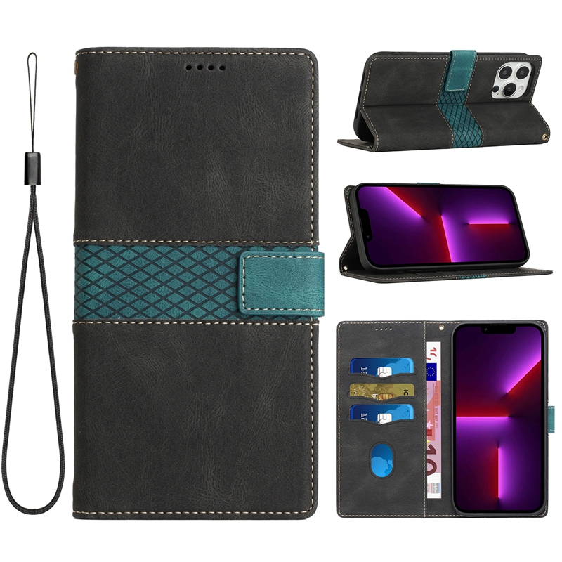 Grid Hybrid Color Leather Wallet Cases For Iphone 17 Air 16 16E 15 14 13 Pro Max 2 11 XR 8 7 6 Plus Credit ID Card Slot Cash Pocket Flip Cover Busines