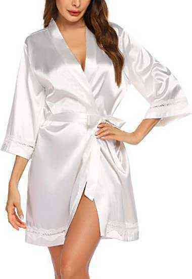 Nxy Sexy Underwear Hot Satin Robe for Women Sexy Lingerie Silk Bathrobe Short Kimono Sleepwear Deep v Bridesmaid Wedding Party Dress Gown Nightgown 04