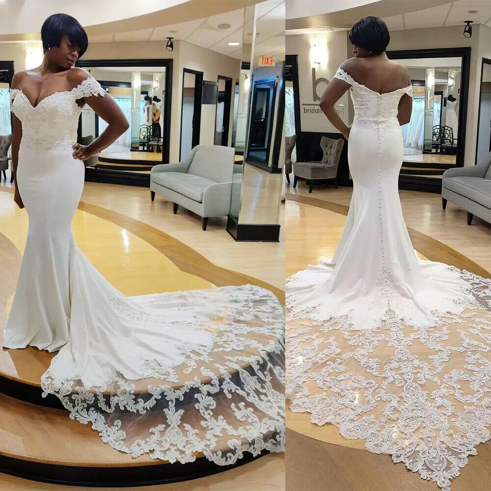 South African Wedding Dress 2022 With Lace Train Elegant Satin Black Girls Mermaid Bohemian Wedding Gowns Country Outdoor White Garden Bridal Vestido 