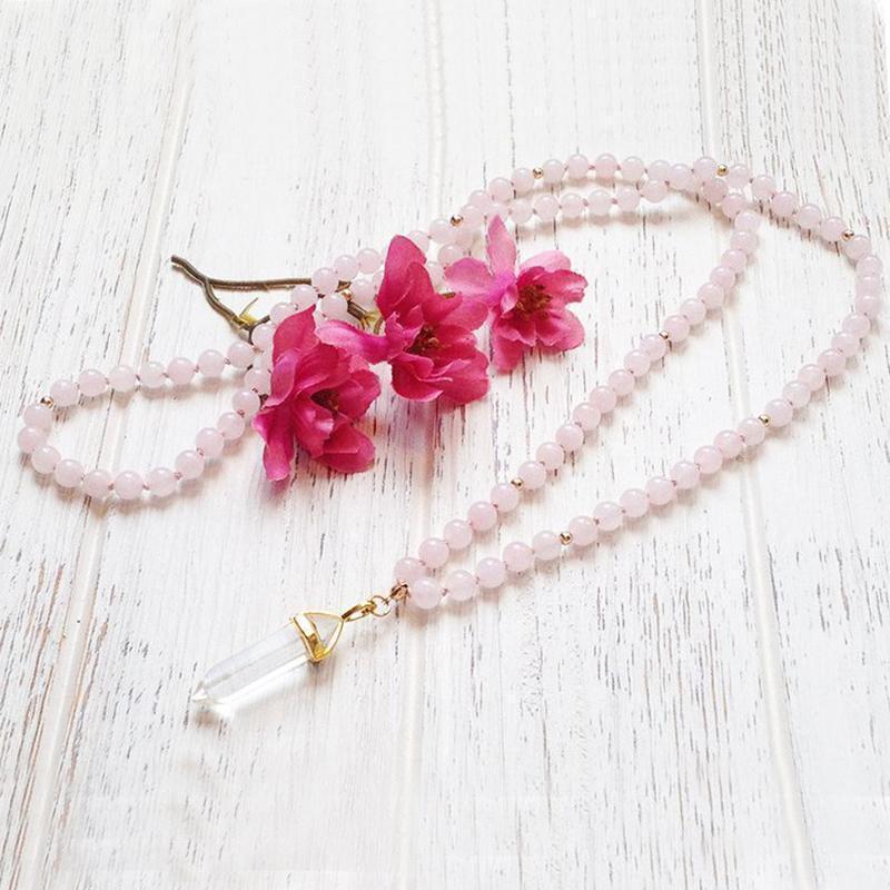 Mala Beads Necklace Crystal Jewelry Rose Q-uartz Pink Knotted Yoga Gift For Women Girl Chains
Mala Beads Necklace Crystal Jewelry Rose Q-uartz Pink Knotted Yoga Gift For Women Girl Chains