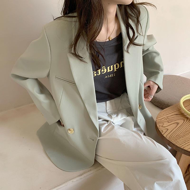 Women' Suits & Blazers Women 2022 Spring Autumn Loose Double-breasted Blazer Female Solid Color Suit Jackets Ladies Pockets Casual Outwear, Green
Women' Suits & Blazers Women 2022 Spring Autumn Loose Double-breasted Blazer Female Solid Color Suit Jackets Ladies Pockets Casual Outwear, Green