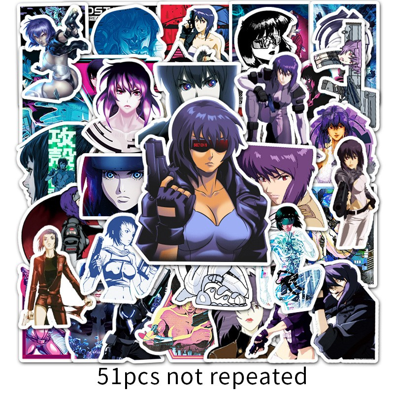 51Pcs/Lot Cartoon Anime Ghost In The Shell Stickers Comic Kusanagi Motoko Graffiti Stickers for DIY Luggage Laptop Skateboard Motorcycle Bicycle Stick