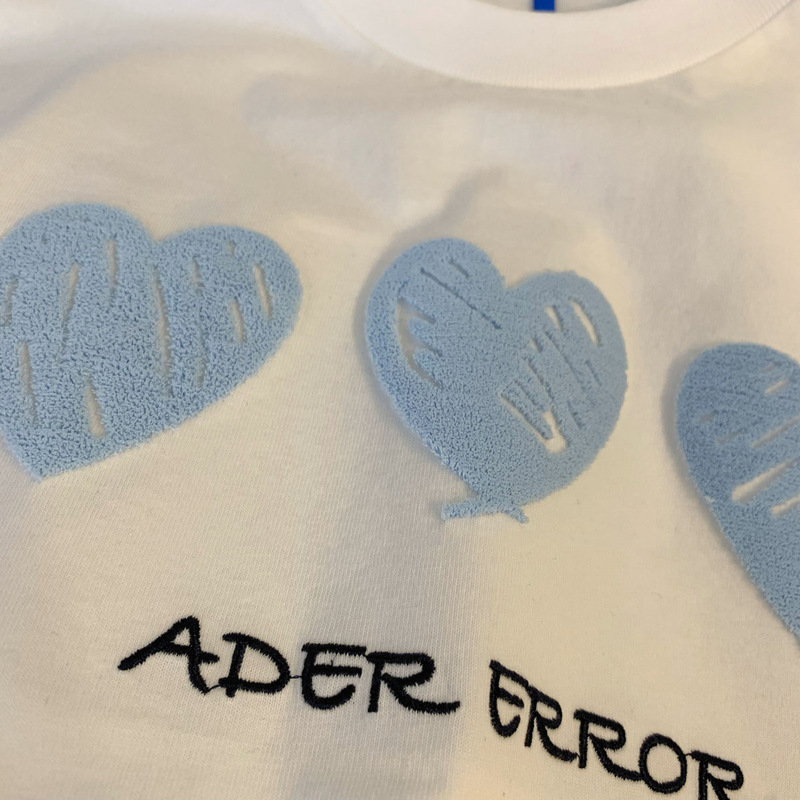 ADER ERROR Graffiti Flocking Heart-Shaped Embroidery Tees Men Women T-shirt Ader Error Cotton Short sleeve T Shirt 220608