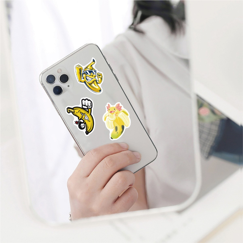 60pcs Animal Cute Banana fruit Stickers For Laptop Stationery Suitcase Ipad Graffiti Sticker Scrapbooking Material Craft Supplies