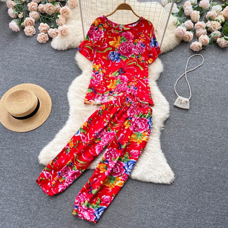 Women's Two Piece Pants Casual Fashion Retro Print Suit Women Summer Short Sleeve Loose T-Shirt Tops High Waist Wide Leg Womens SetsWomen's, Black
Women's Two Piece Pants Casual Fashion Retro Print Suit Women Summer Short Sleeve Loose T-Shirt Tops High Waist Wide Leg Womens SetsWomen's, Black