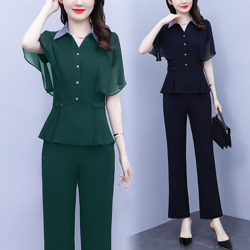 Women's Two Piece Pants Summer Suit Female 2022 Fashion Chiffon Slim Patchwork Solid Wide Leg Set Pieces Ruffles Short Sleeve Suits ChicWome, Green
Women's Two Piece Pants Summer Suit Female 2022 Fashion Chiffon Slim Patchwork Solid Wide Leg Set Pieces Ruffles Short Sleeve Suits ChicWome, Green