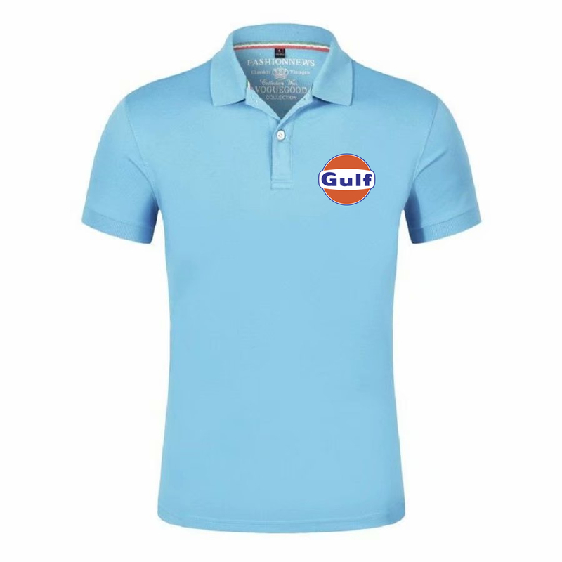 GULF Print Custom Made Solid Color Man Short Sleeve T Shirt Cotton High Quality Slim Elasticity Men T-shirt Polo Shirt 220620