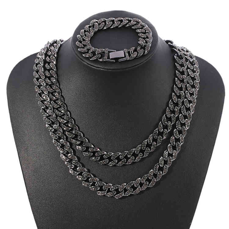 Wholesale Black 13mm Iced Out Cubic Zircon Diamond CZ Cuban Link Chain Miami Cuba Necklace Bracelet Hip Hop Jewelry For Men
Wholesale Black 13mm Iced Out Cubic Zircon Diamond CZ Cuban Link Chain Miami Cuba Necklace Bracelet Hip Hop Jewelry For Men