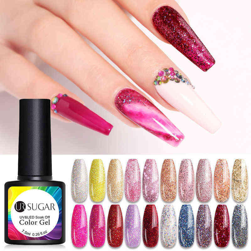 NXY Nail Gel 20pcs Glitter Uv Polish Set Rose Gold Nude Pink Series Led Varnish Semi Permanent Sequins 0328