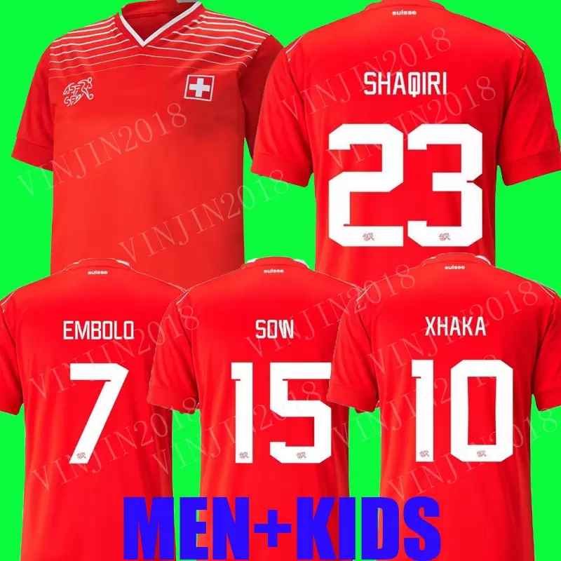 2022 2023 Switzerland Soccer jerseys home red 22 23 suisse SHAQIRI Akanji Freuler SEFEROVIC INLER EMBOLO Away camisetas de futbol Men Kids KIT Football Shirts s-xxl, 2022 home patch 
2022 2023 Switzerland Soccer jerseys home red 22 23 suisse SHAQIRI Akanji Freuler SEFEROVIC INLER EMBOLO Away camisetas de futbol Men Kids KIT Football Shirts s-xxl, 2022 home patch