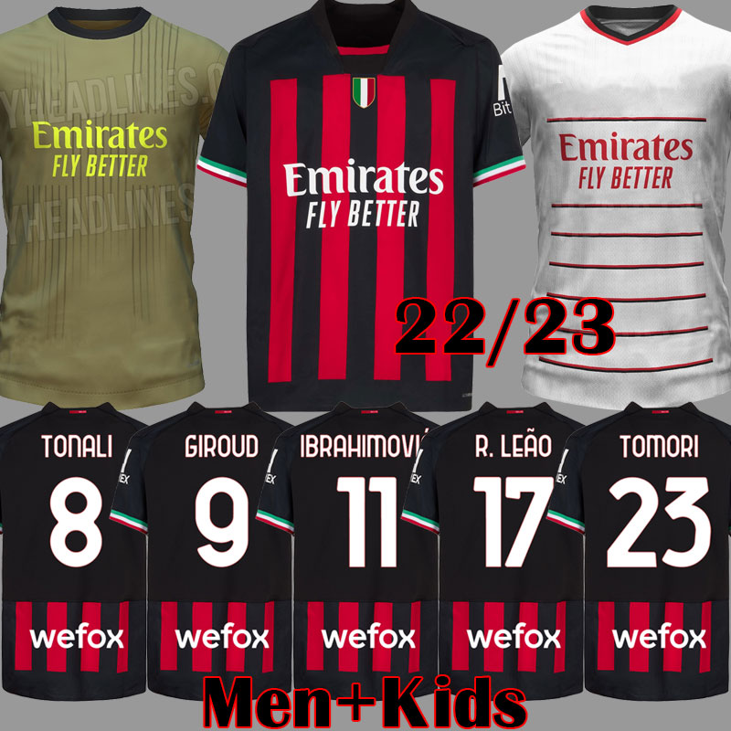 22 23 TOMORI AC Soccer Jersey 4TH IBRAHIMOVIC GIROUD KESSIE TONALI ROMAGNOLI MILANs jersey 2022 2023 CALHANOGLU REBIC MILAN football shirt men kids kits, League away
22 23 TOMORI AC Soccer Jersey 4TH IBRAHIMOVIC GIROUD KESSIE TONALI ROMAGNOLI MILANs jersey 2022 2023 CALHANOGLU REBIC MILAN football shirt men kids kits, League away