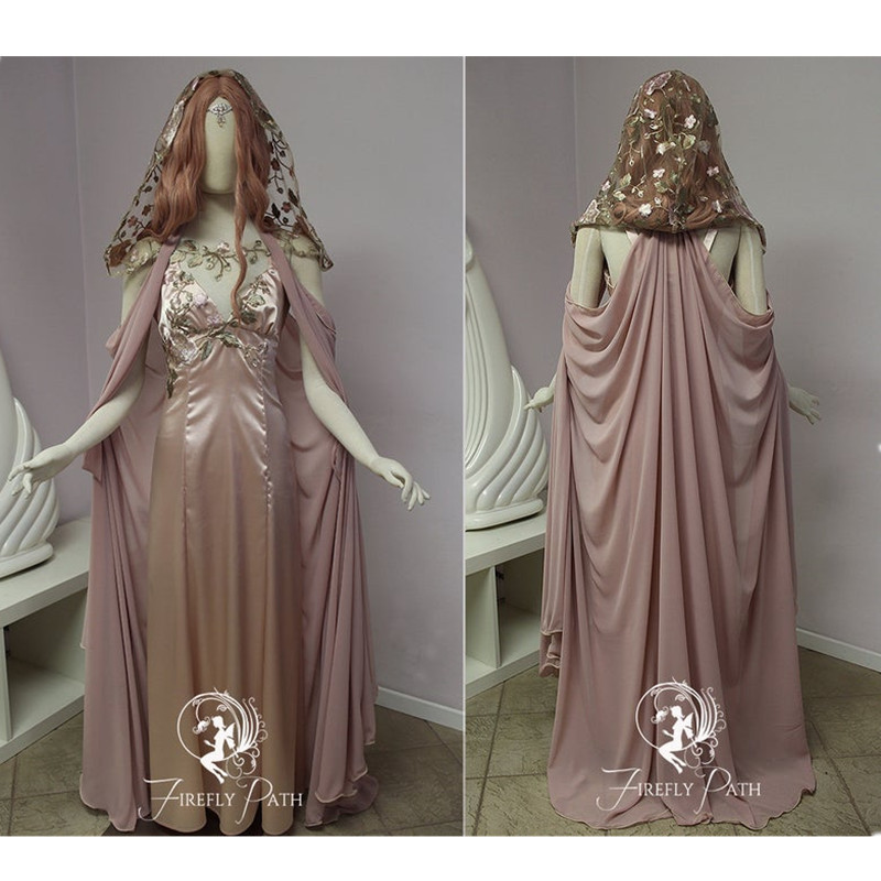 Pale Pink Chiffon Bolero Women Cosplay Halloween Bridal Gothic Style Wrap Jacket Cloak Woman wedding stole
