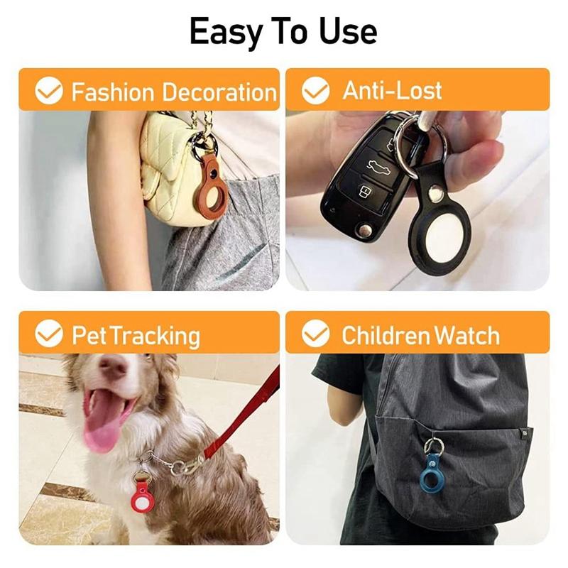 Keychains 4-Pack Protective Holder For AirTag Case,For Air Tag Case Leather With Keychain, Accessories Portable