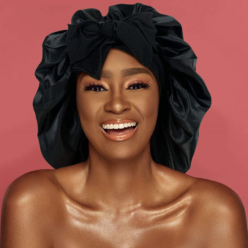 Hair Satin Bonnet For Sleeping Shower Cap Silk Bonnet Women Night Sleep Cap Head Cover Wide Elastic Band Gorro De Raso De Pelo Haarsatinhaube